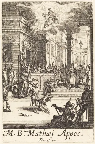The Martyrdom of Saint Matthew, by Jacques Callot, ink, 1634