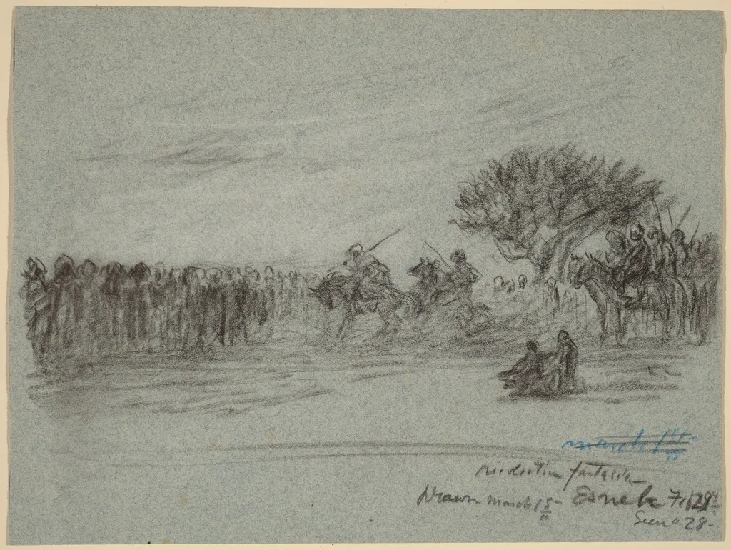 Nile Journey, Esneh, Egypt, by Elihu Vedder, chalk, 1890