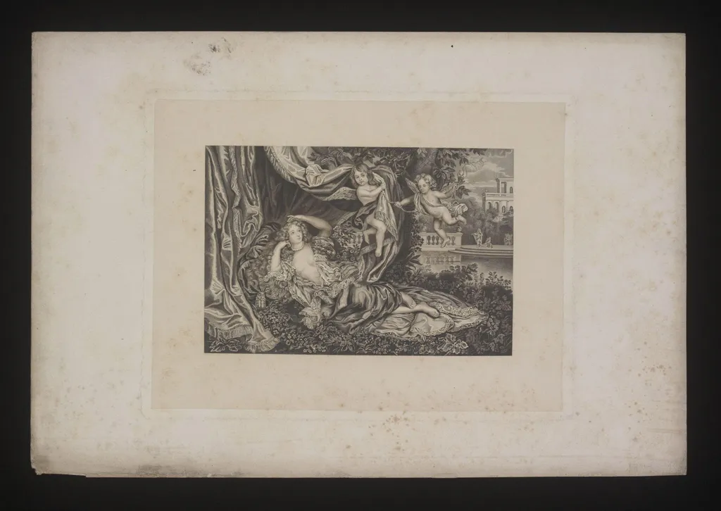 Print showing Nell Gwyn and her sons, by Henri Gascar
