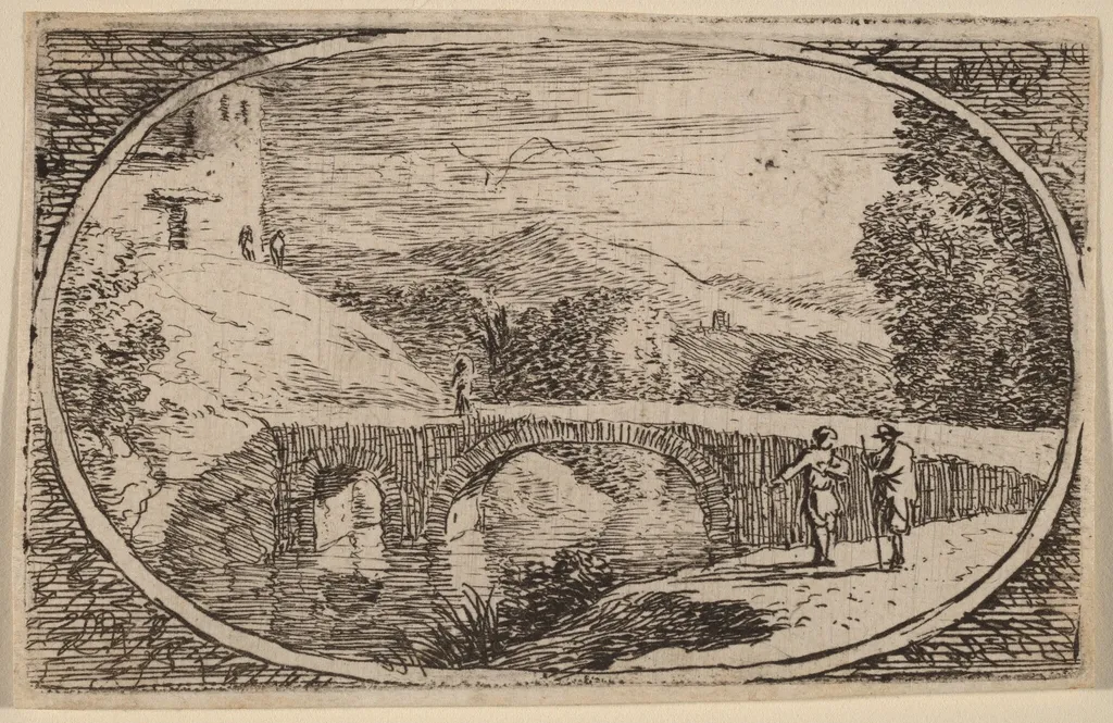 A Stone Bridge, by Herman van Swanevelt, ink, 1628
