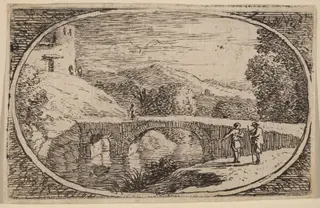 A Stone Bridge, by Herman van Swanevelt, ink, 1628