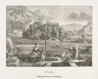 Seven Views in Salzburg and Berchtesgaden: Monday: Rosenecker Garden Salzburg, by Ferdinand Olivier, 1823