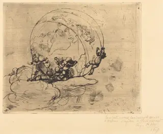 Les Amours Conduisant le Monde (Love Turning the World), by Auguste Rodin, ink, 1881