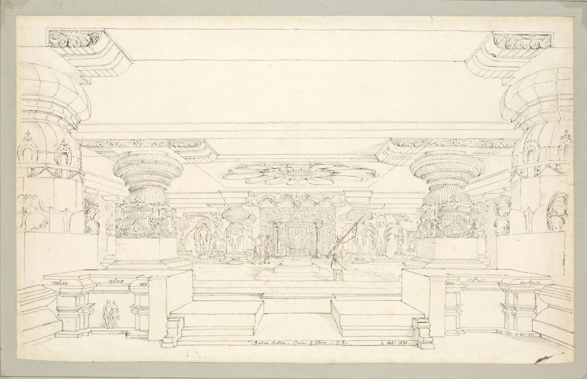 Front of the Indra Sabha Cave at Ellora, detail