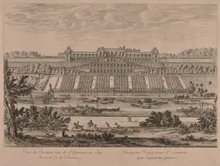 Chateau of St. Germain en Laye from the River, by Jacques Rigaud, 1727