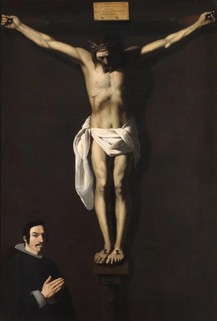 The Crucified Christ with a Donor, by Francisco de Zurbarán, oil, 1640