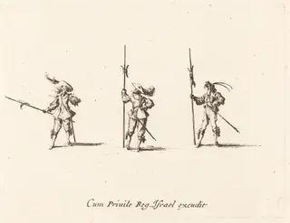 Drill with Halberds, by Jacques Callot, ink, 1634