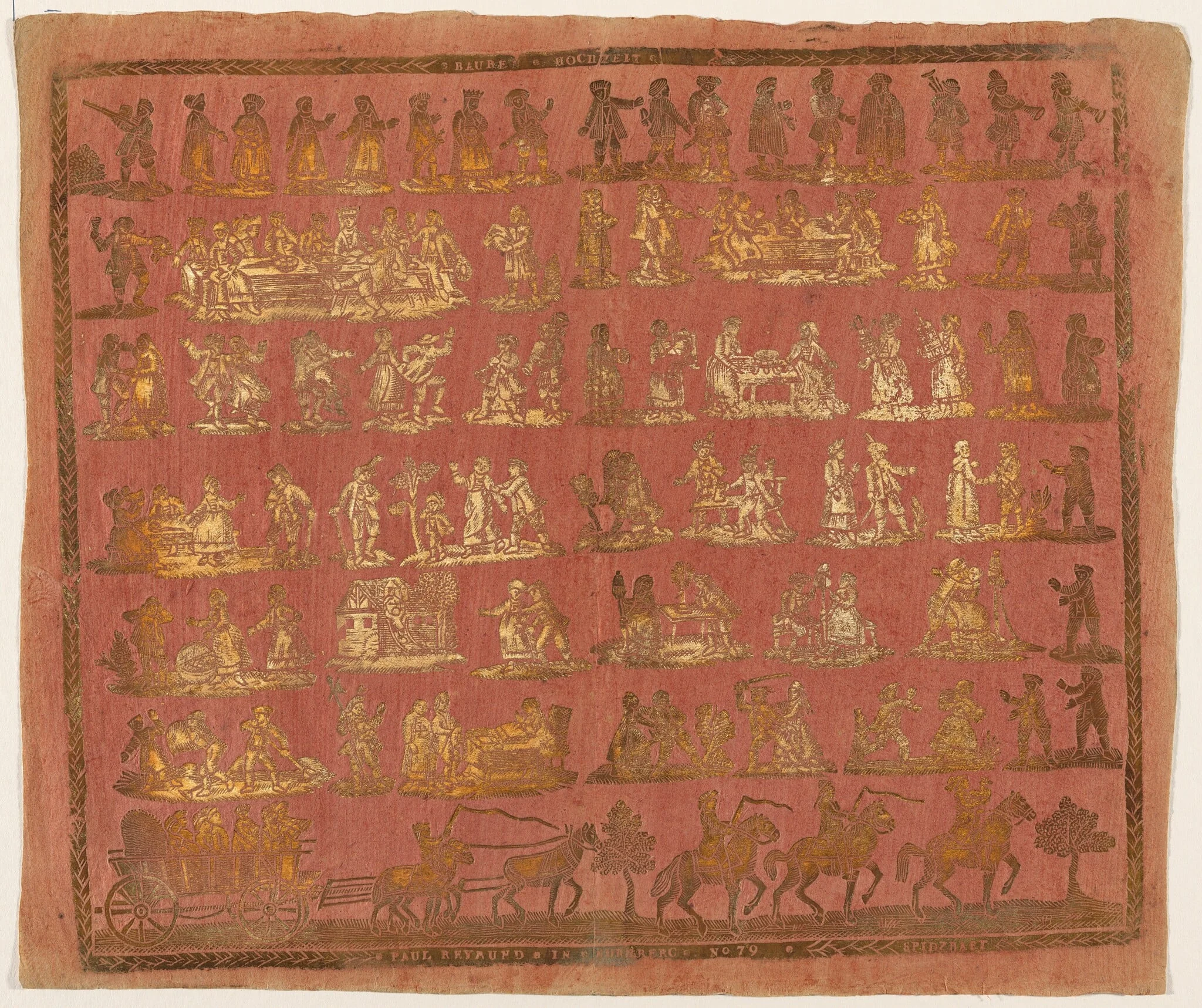 Endpaper with Peasant Wedding, detail