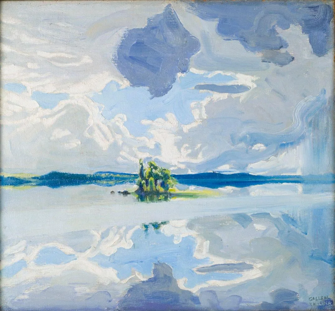 Pilviä järven yllä, detail