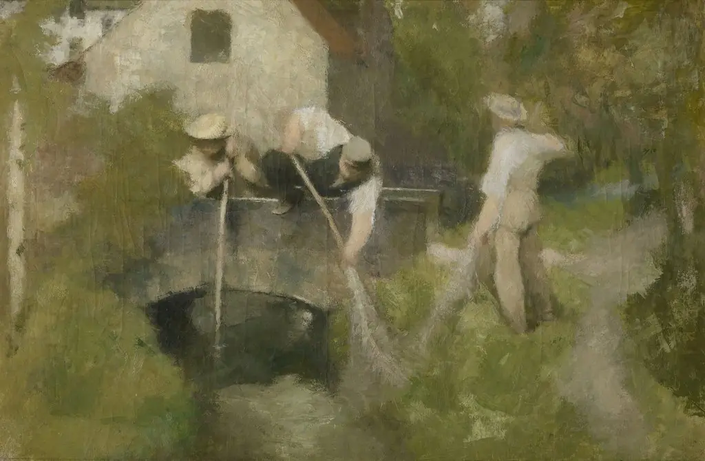 Dredging in the Woluwe, by Jan Stobbaerts, oil, 1898