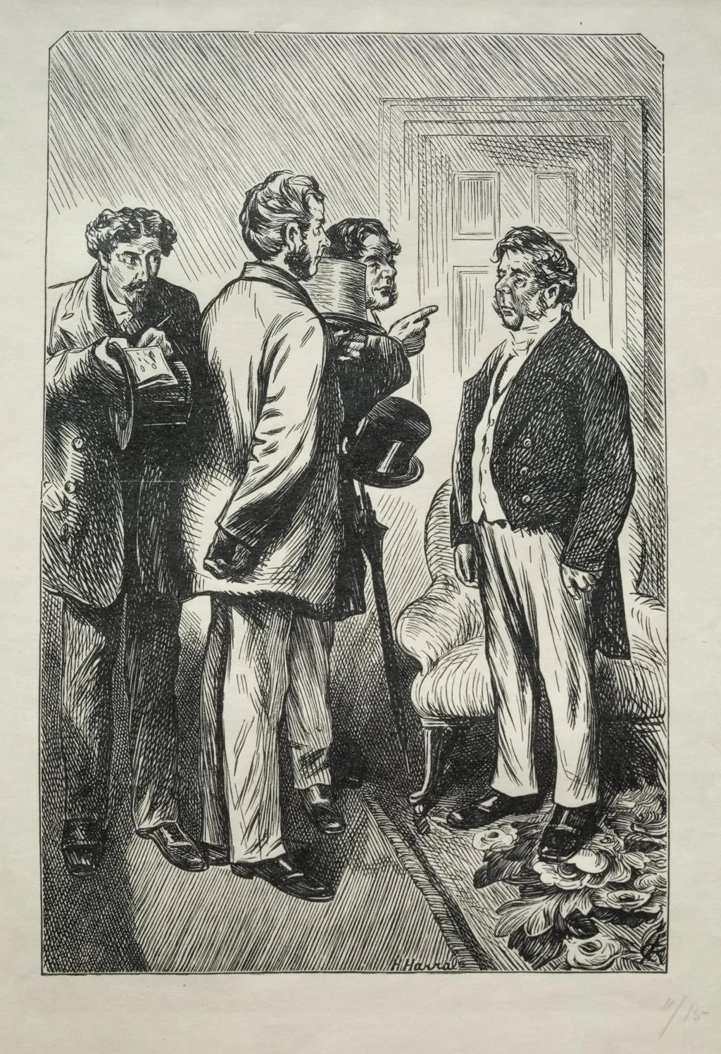 Our Christmas Turkey, Mr. Bobsby Concerned, by Charles Samuel Keene, 1868
