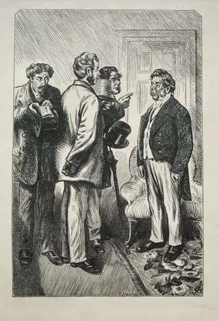 Our Christmas Turkey, Mr. Bobsby Concerned, by Charles Samuel Keene, 1868