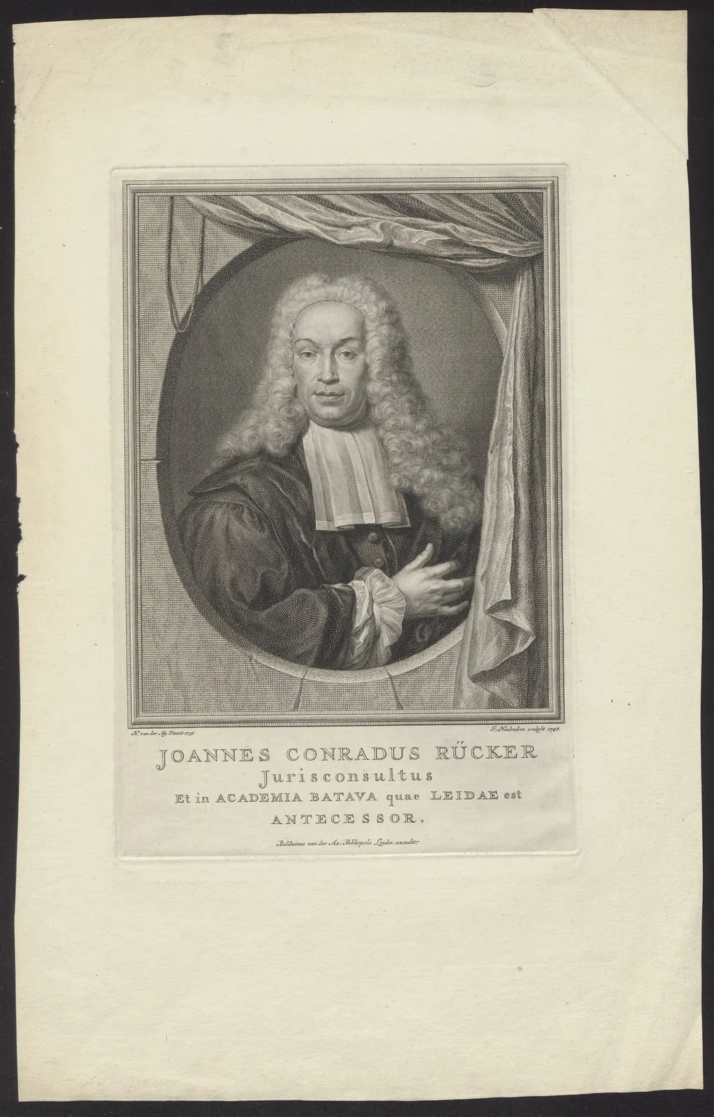 Portrait of Joannes Conradus Rücker, by Houbraken Jacob, unspecified, 1747