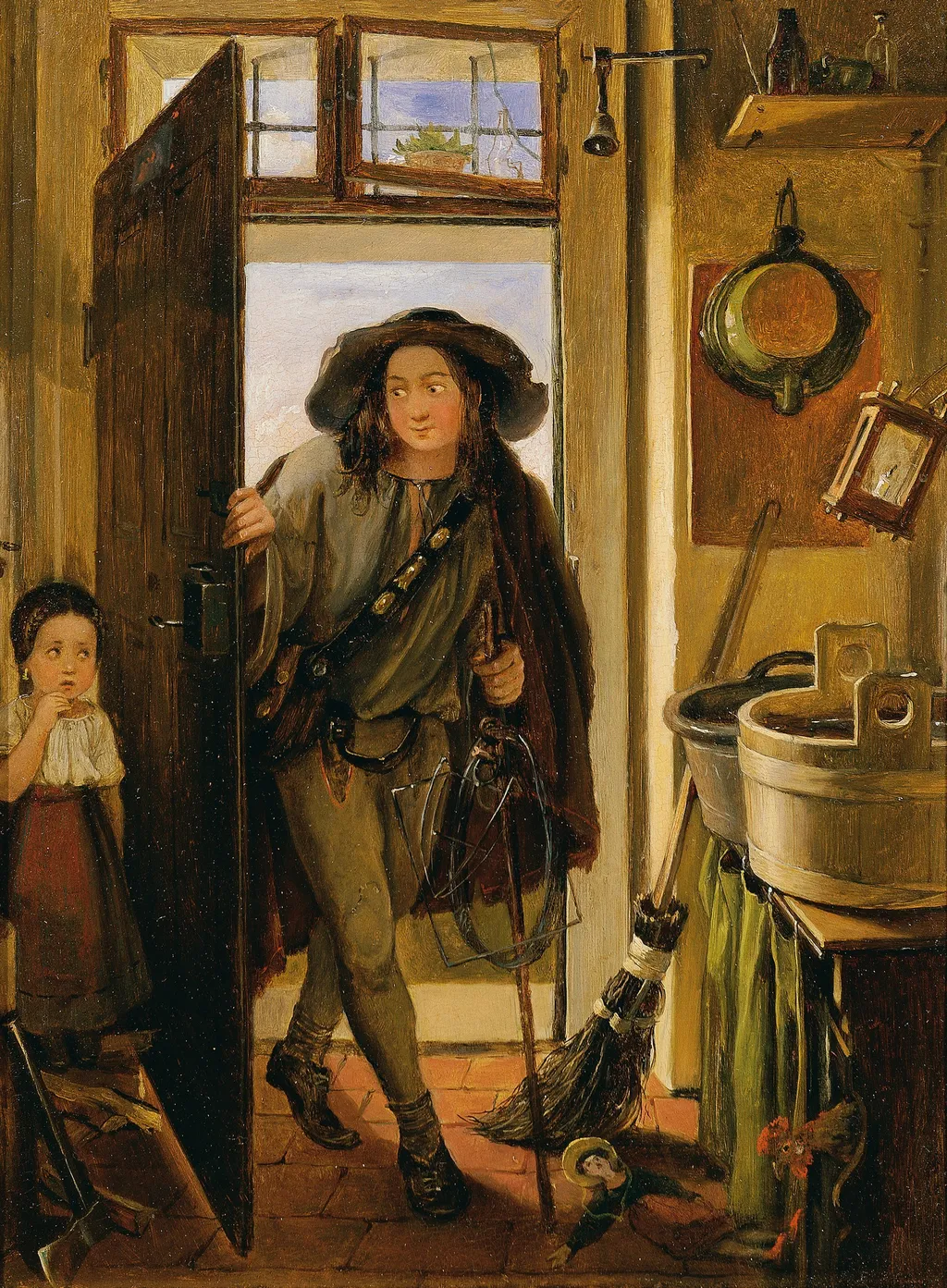 Der Drahtbinder in der Küche, by Adam Brenner, oil, 1831