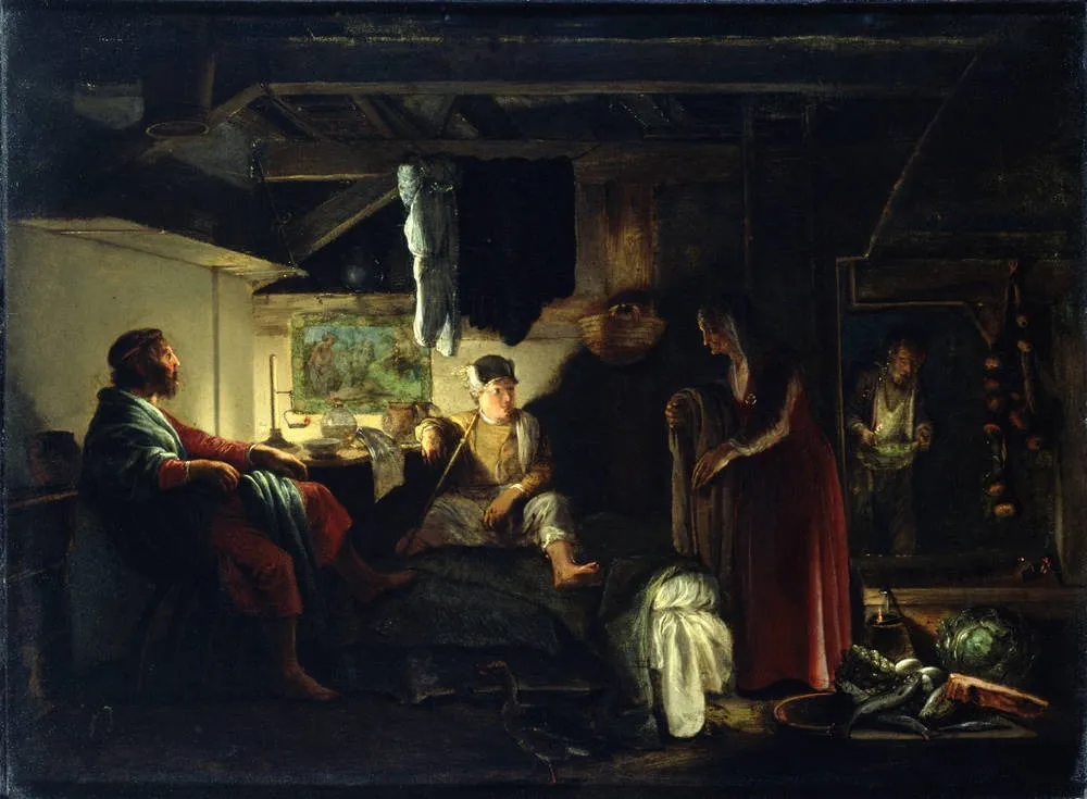 Jupiter and Mercury at Philemon and Baucis, by Adam Elsheimer, oil, 1609