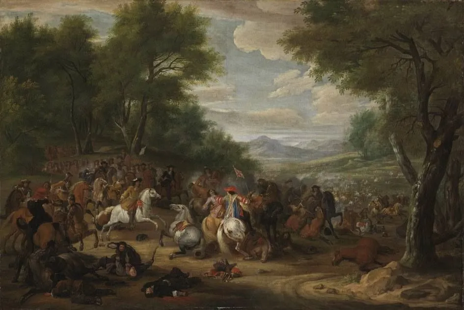 Cavalry battle, by Adam Frans van der Meulen, unspecified, 1661