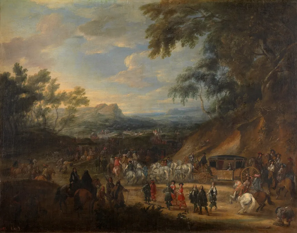 Louis XIV near Vincennes, by Adam Frans van der Meulen, oil, 1664