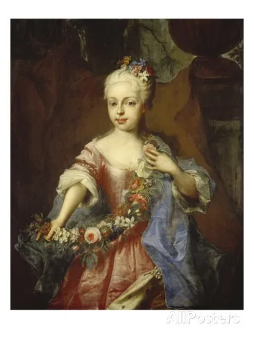 Portrait of Maria Theresia at the age of six., by Ádám Mányoki, oil, 1723