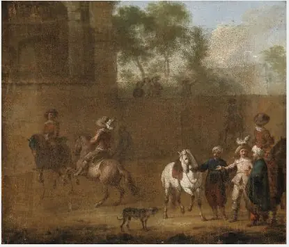 A Landscape with Figures and Horses, by Adam Pankratz Ferg