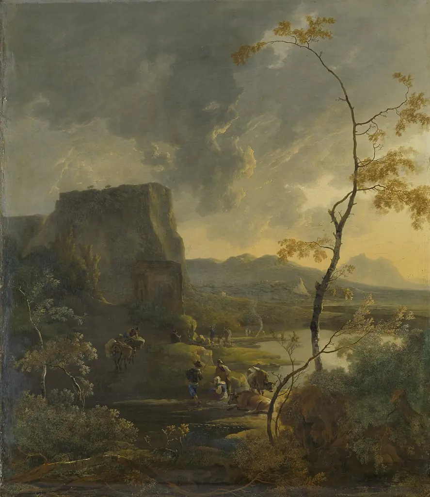 Italian landscape with ancient tempietto