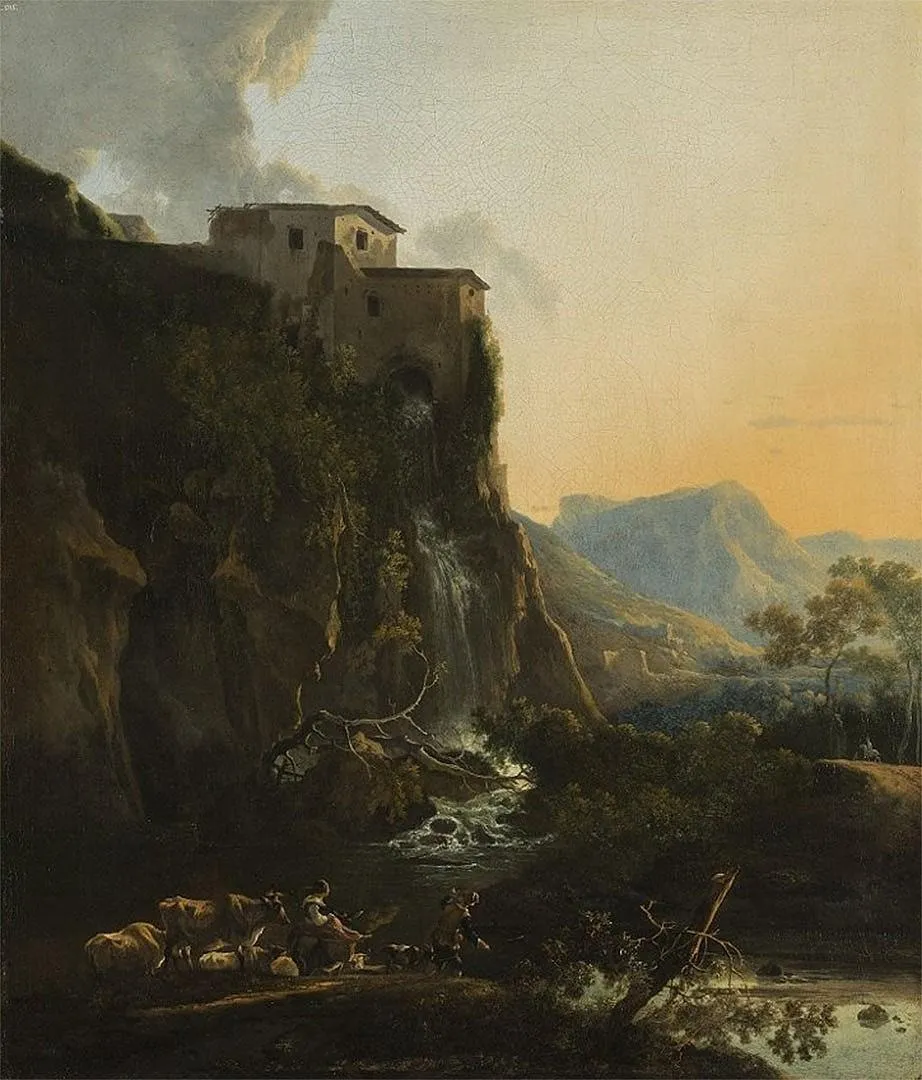 Mountainous Landscape, by Adam Pynacker, oil, 1654