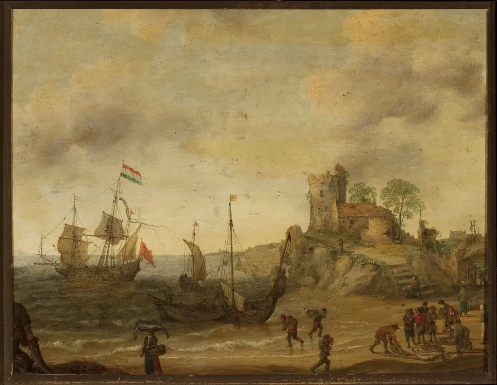 Fishermen at the seaside, by Adam Willaerts