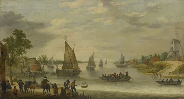 River Scene with Boats