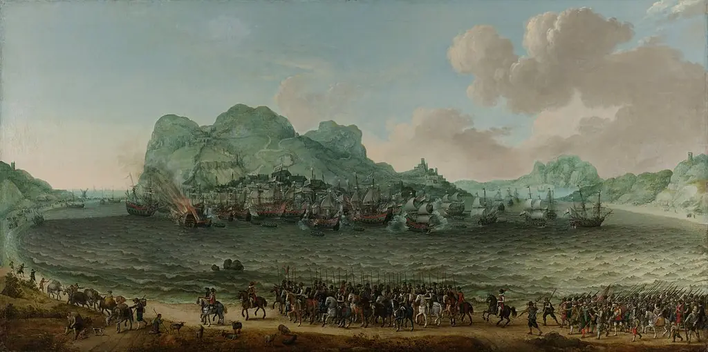 The defeat of the Spanish at Gibraltar by a Dutch fleet under command of Admiral Jacob van Heemskerck, 25 April 1607, by Adam Willaerts