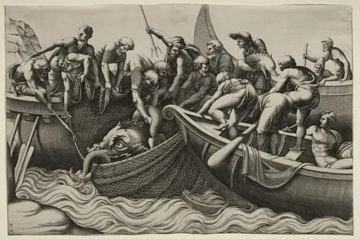 The Haul of Monstrous Fish, by Adamo Scultori