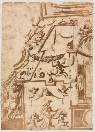 Grotesque with a Leaping Centaur (verso), by Marco Marchetti, 1576