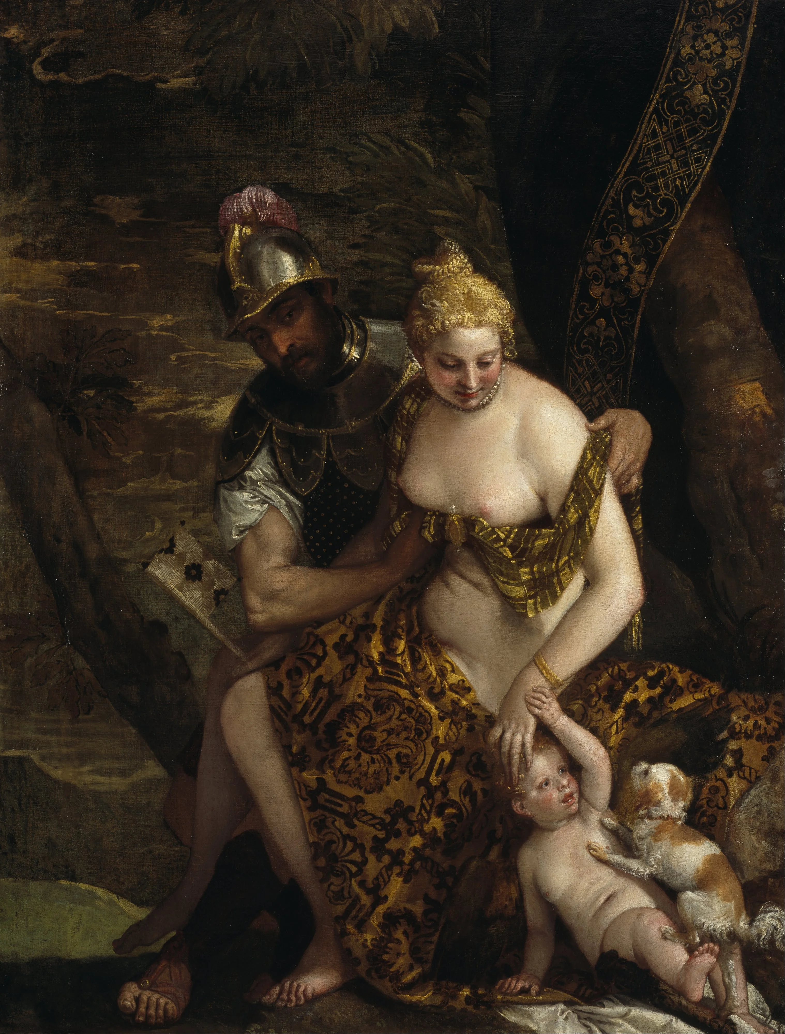 Mars and Venus with Cupid and a Dog, detail