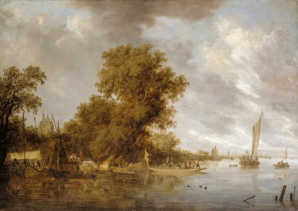 Riverscape near Arnheim, by Salomon van Ruysdael, paint, 1642