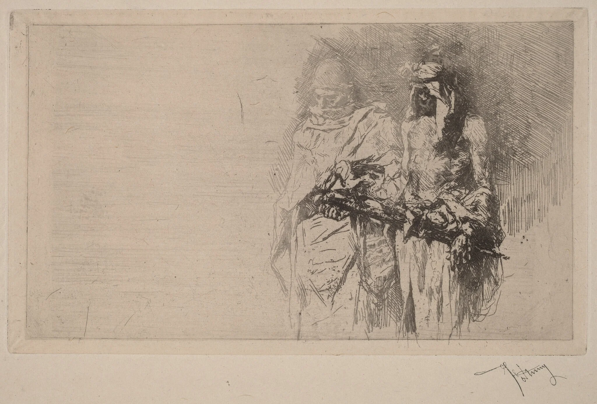 Croquis (Two Arabian Figures), detail