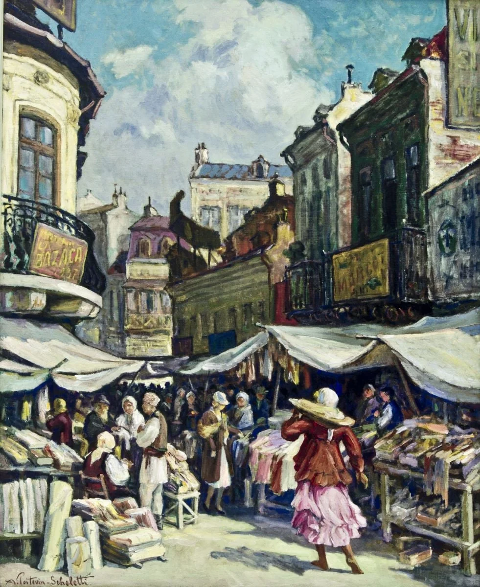 Hanul/Pasajul Bazaca, din ciclul „Bucureștiul pitoresc”, detail
