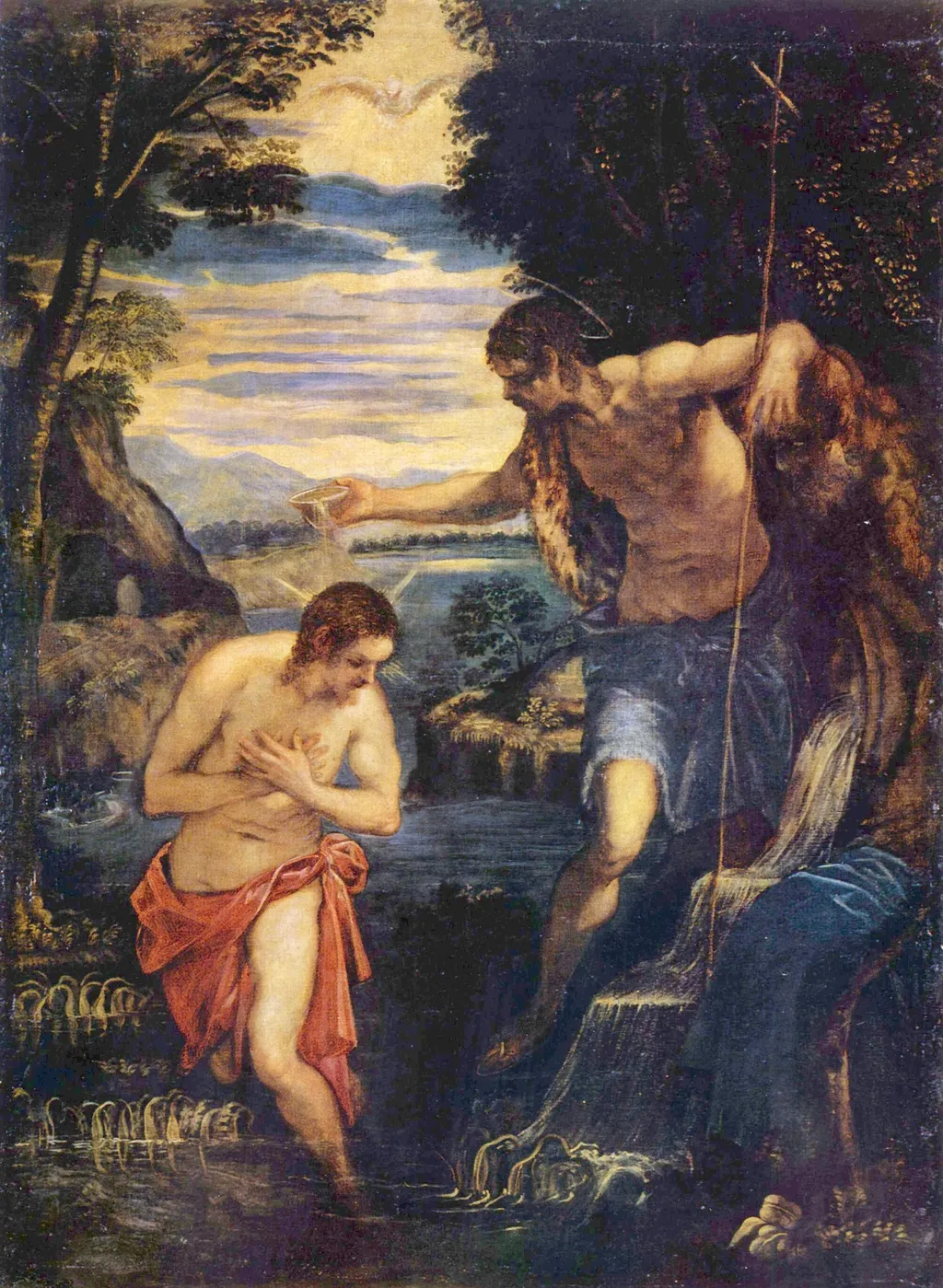 The Baptism of Christ, by Domenico Tintoretto, oil, 1550