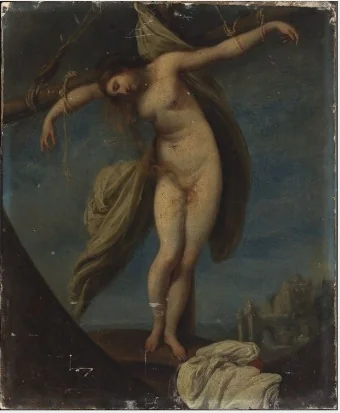 The Crucifixion of a Female Saint, detail