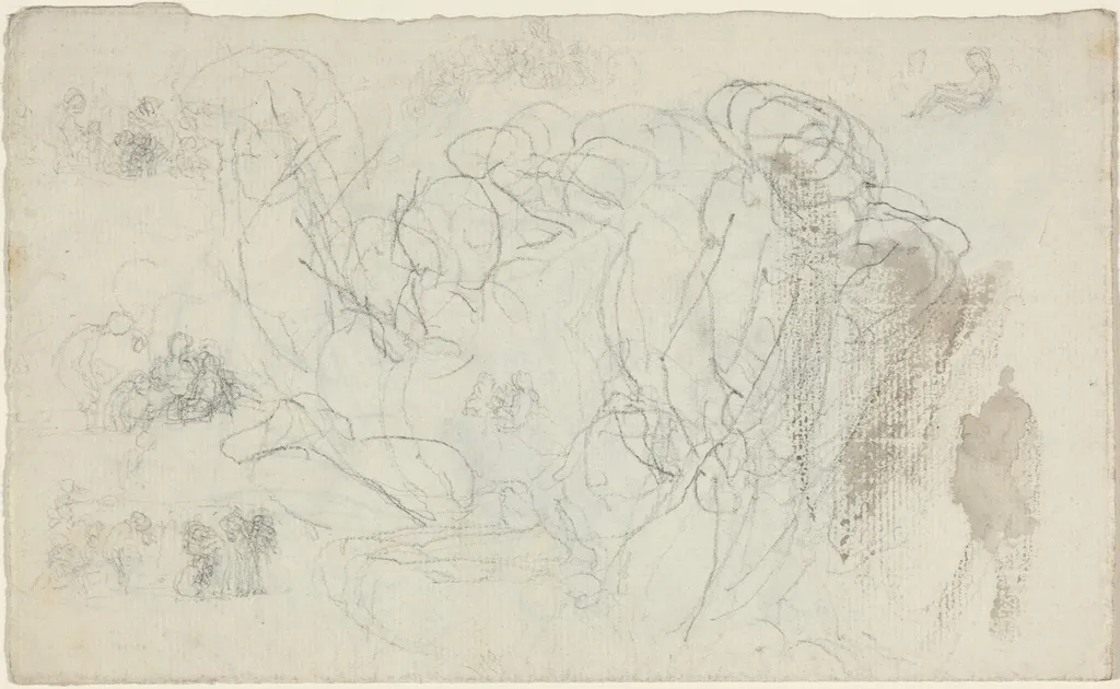 Sheet of Studies [recto and verso], by John Flaxman, graphite, 1790