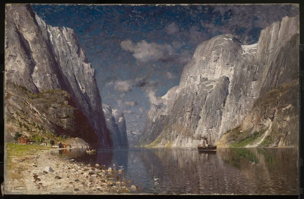 Norwegian Fiord, by Adelsteen Normann, oil, 1893