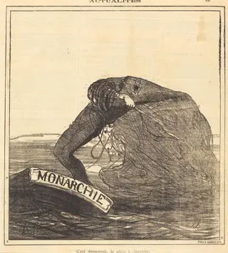 C'est dangereux, la pêche à l'épervier, by Honoré Daumier, 1871