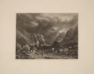 Storm in the Mountains, by Alexandre Calame, ink, 1845