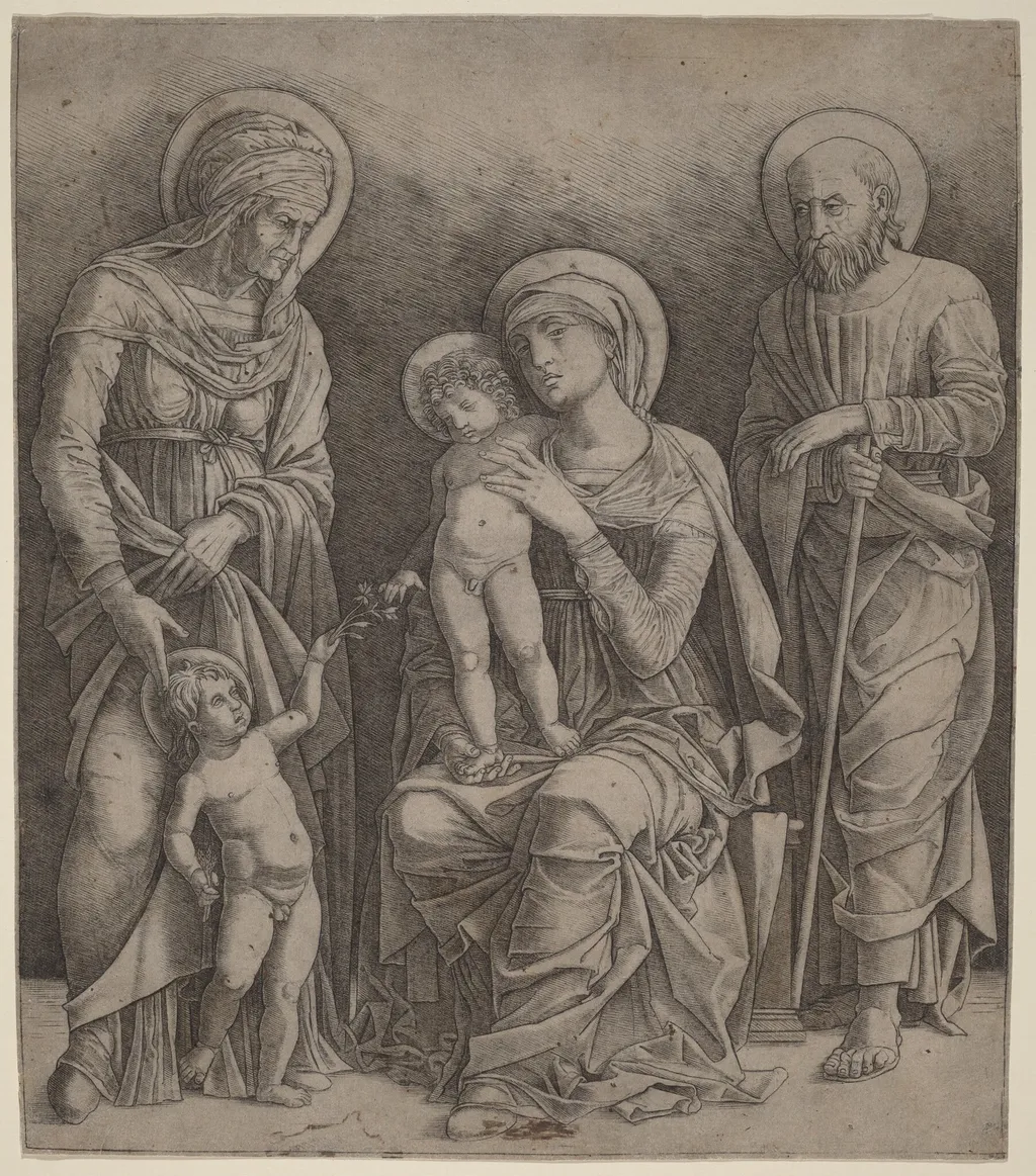 Holy Family with Saint Elizabeth and the Infant Saint John, by Giovanni Antonio da Brescia, ink, 1500