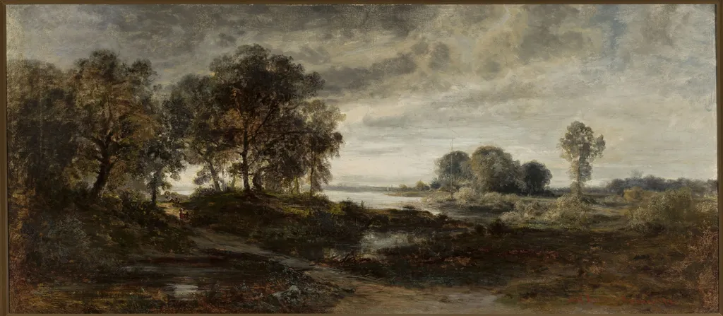 Landscape of the Oder River, by Adolf Dressler, oil, 1874