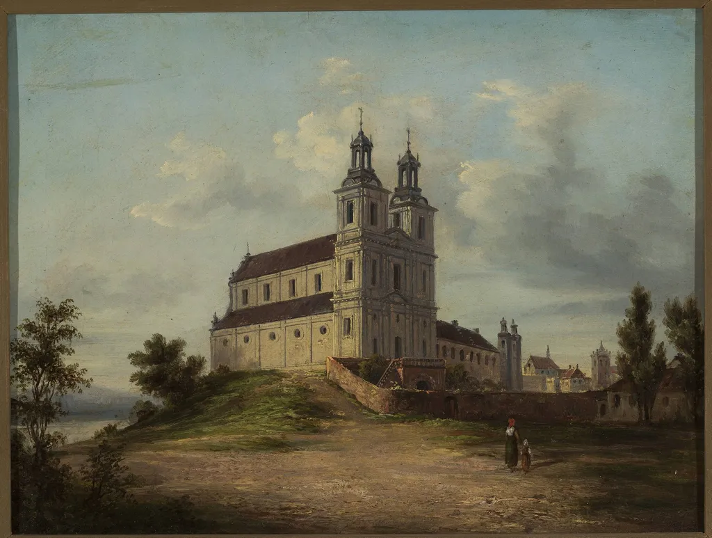 Pauline church and monastery at Skałka, Kraków, by Adolf Kozarski, oil, 1883