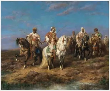 Arab Horsemen, by Adolf Schreyer, oil, 1873