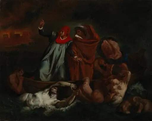 Dante ja Vergilius manalassa, kopio Eugene Delacroixin mukaan, by Adolf von Becker