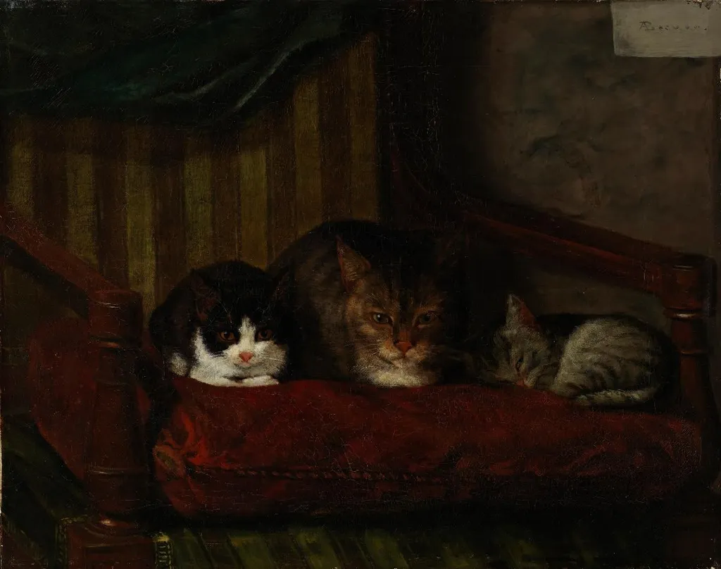 Kissa poikasineen, by Adolf von Becker, unspecified, 1880