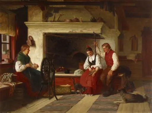 Lieden ääressä, pohjalainen kosintakohtaus, by Adolf von Becker