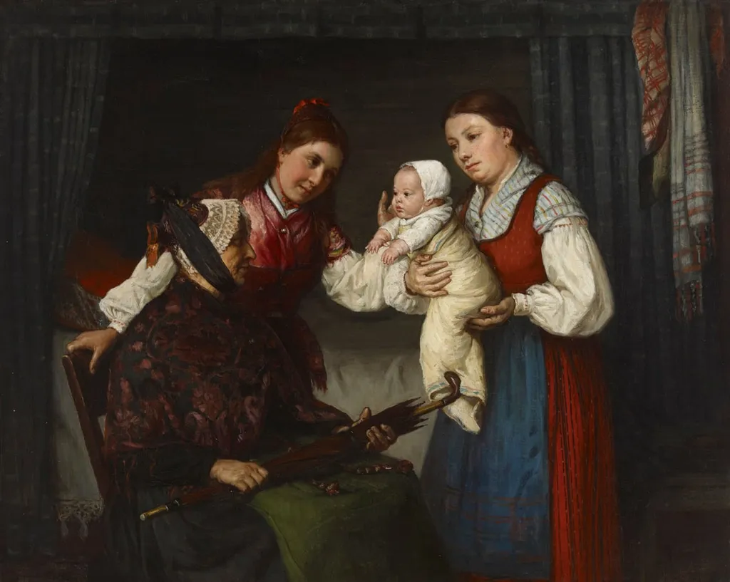 Pienokaisen esittely, by Adolf von Becker, unspecified, 1880