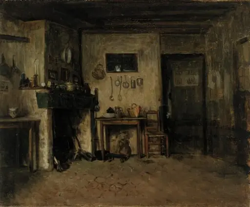 Sisäkuva ranskalaisesta maalaistalosta, by Adolf von Becker