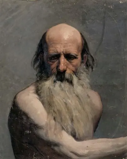Vanhan miehen puolivartalokuva (akatemiaharjoitelma), by Adolf von Becker
